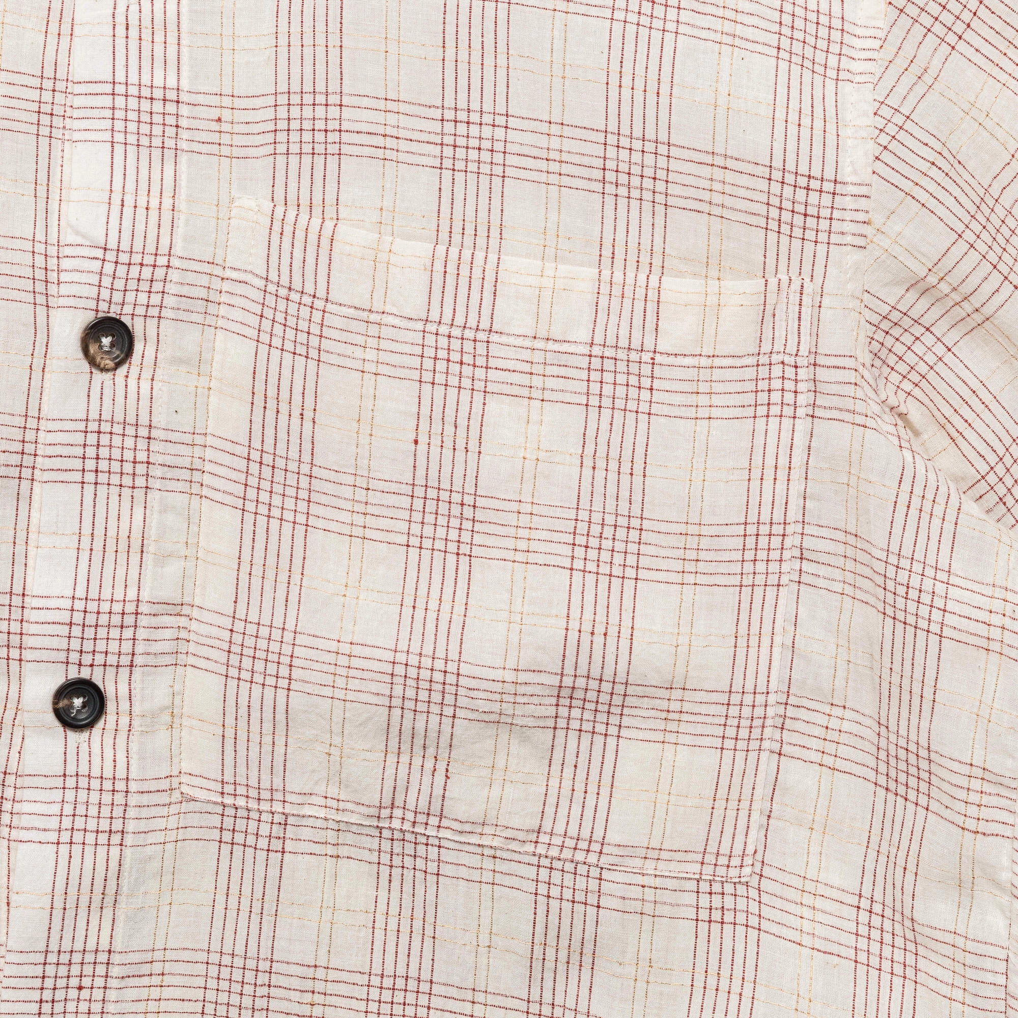 Handloom Shirt LS - Gold Zari Woven Stripes Ecru/Maroon Breathable Cotton