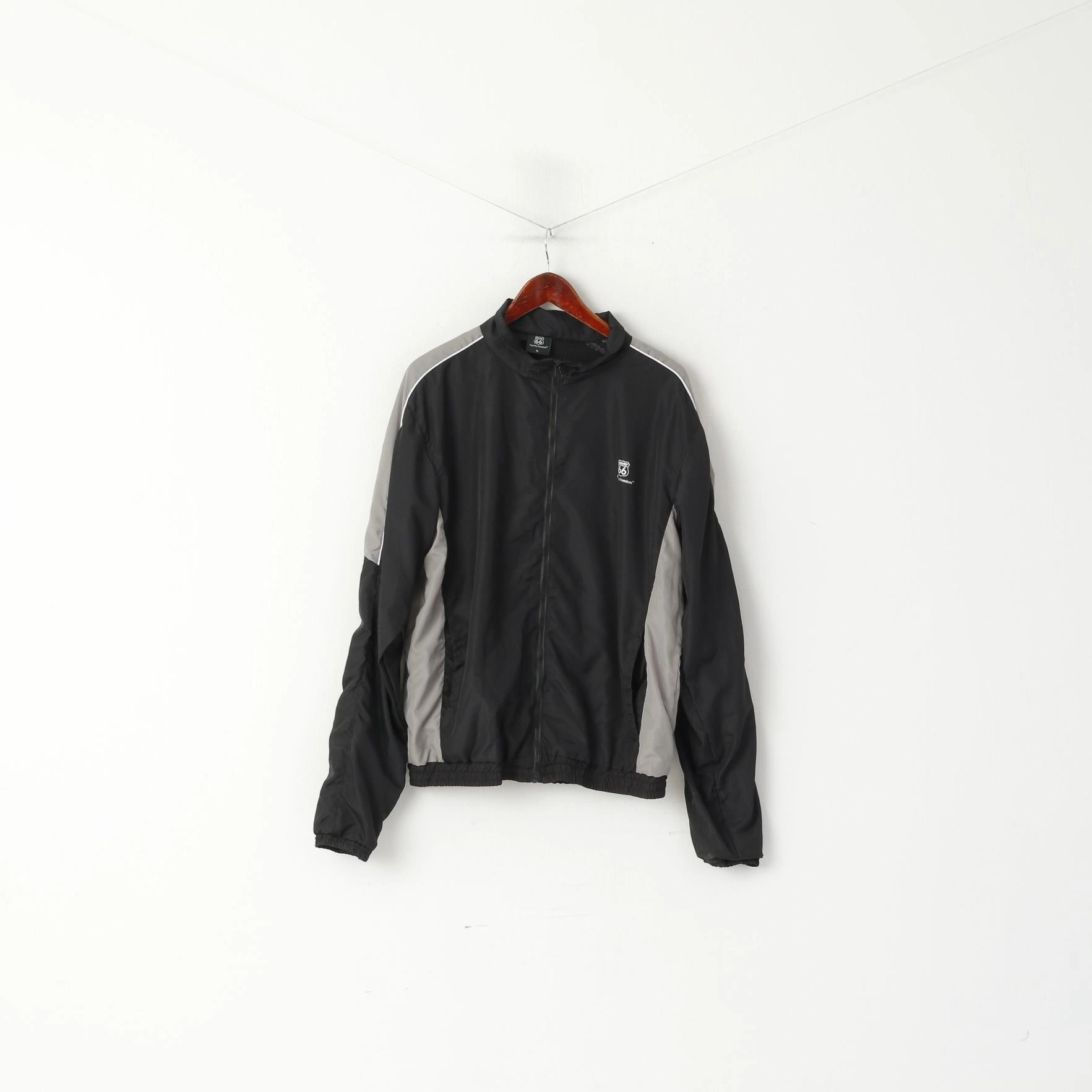 Lockdown Hood Toggle Route 66 Men XL Jacket Black Lightweight Zip Up Feel The Freedom Sport Top