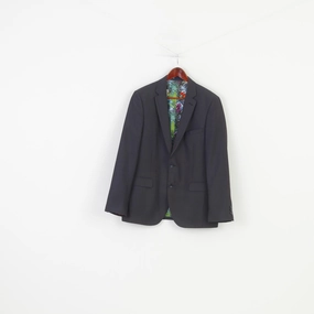 Harry Brown Men 42 Blazer Charcoal Elegant Flower London Breasted Jacket Stylish Shield Trendy Outerwear