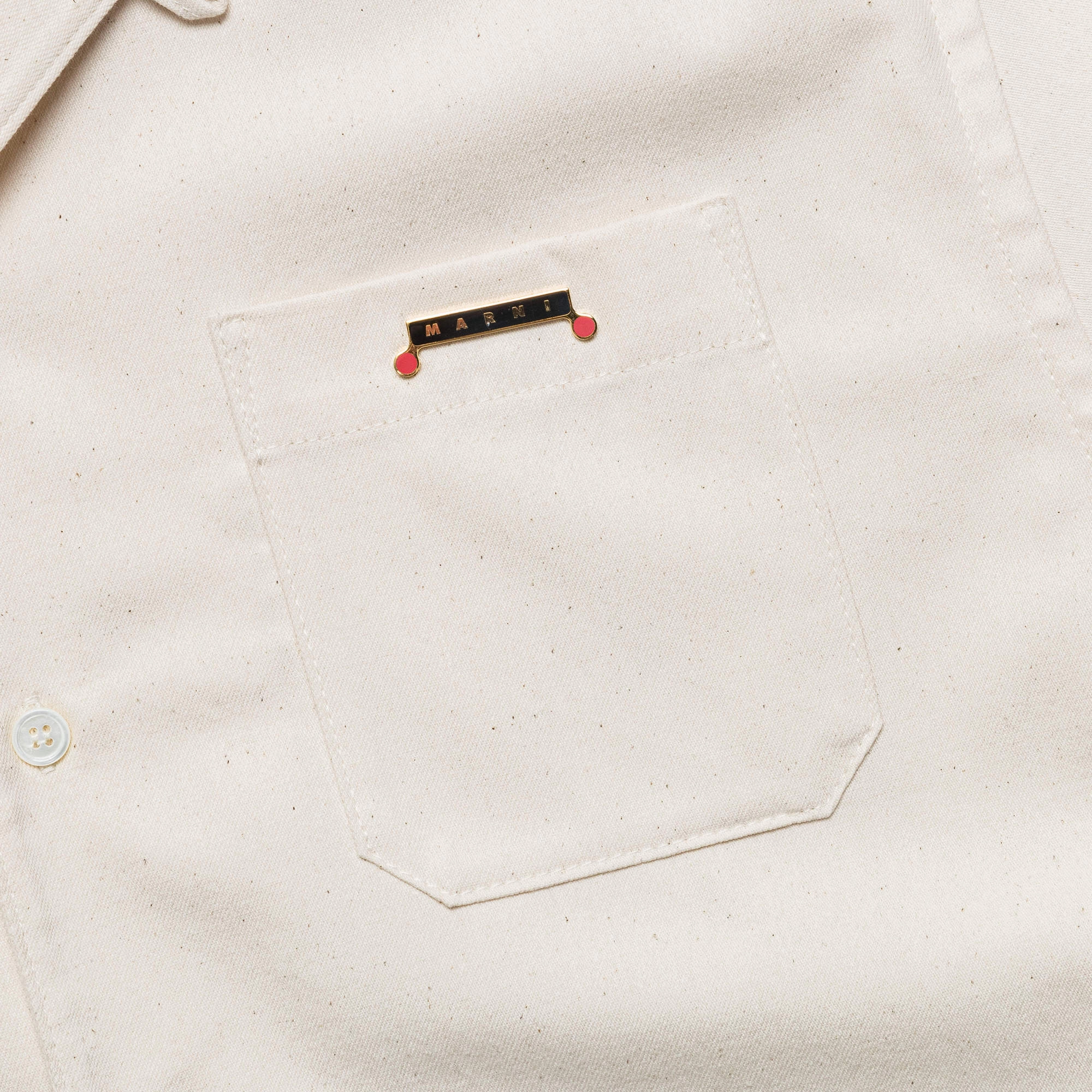 Short Sleeve Cotton Shirt - Bone Button-up Mountain Escape