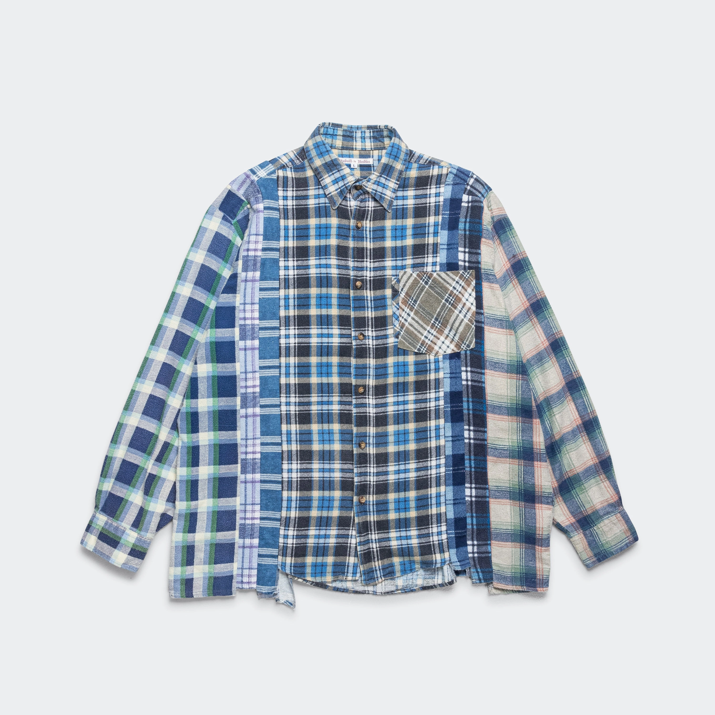 Rebuild Flannel 7 Cuts Shirt SS25 - Large #7 color block Designer Look