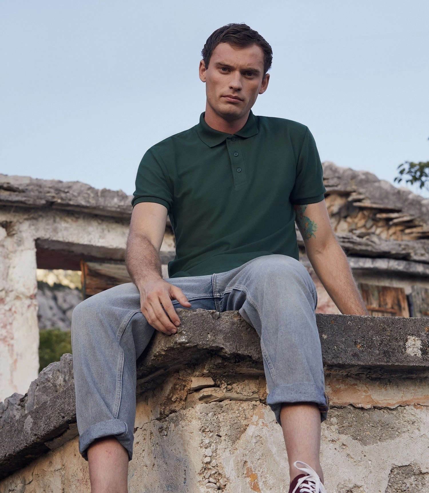 Heavy 65/35 Polo | BLACK SingleJersey Knit EasyCare Textile