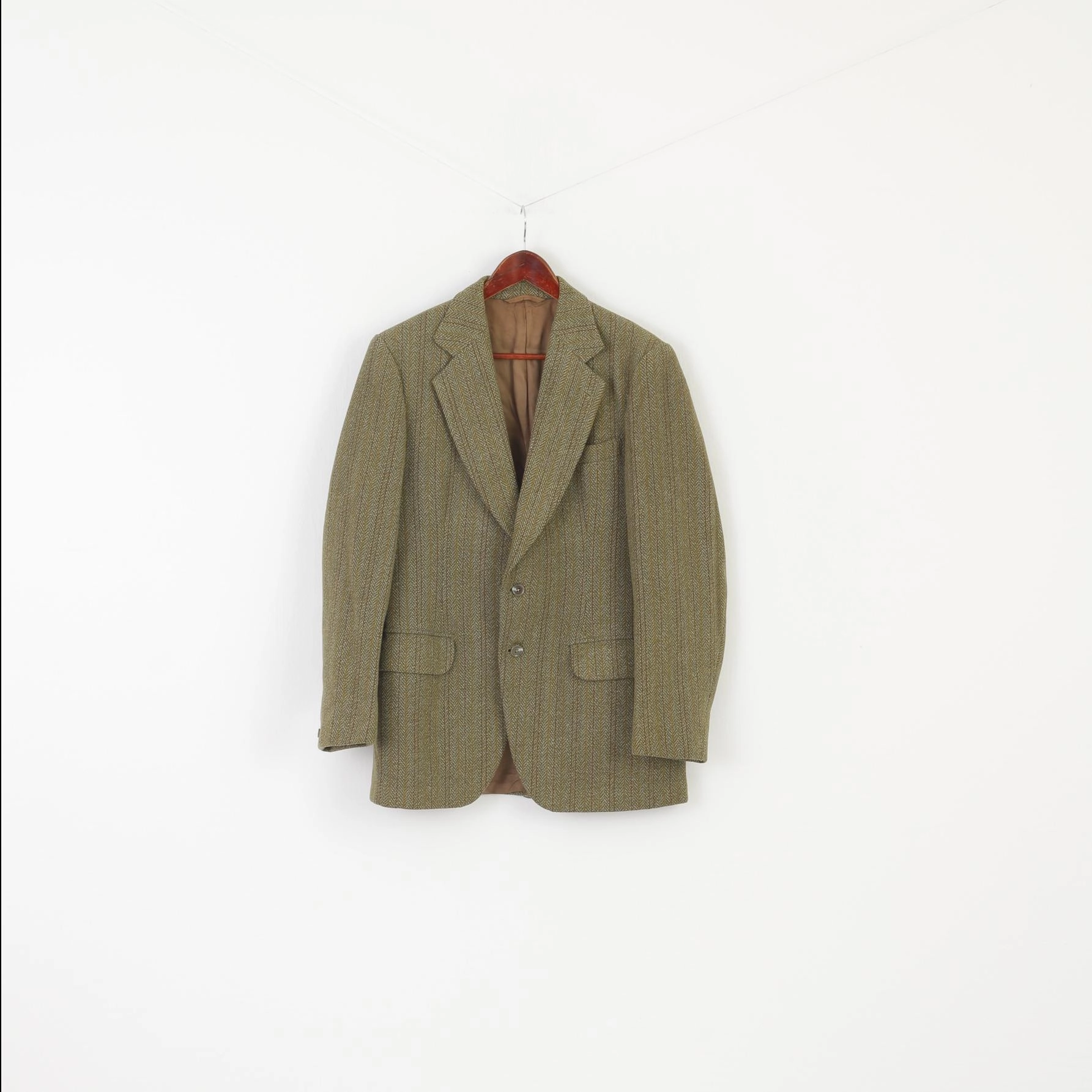 Utility Core Full Length Front Zipper Dunn & Co Men 100 40 Blazer Green Wool Vintage Single Breasted Jacket
