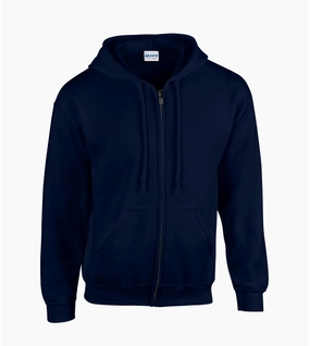 Heavyweight Blend Adult Full Zip Hooded Sweatshirt | NAVY Training Wear Leather Accents