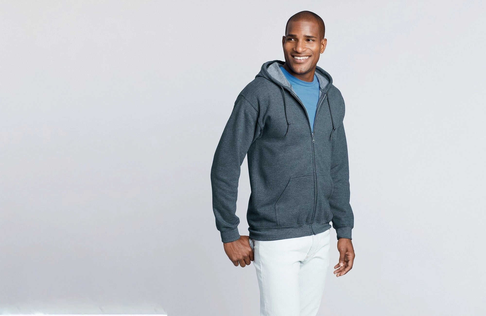 Heavyweight Blend Adult Full Zip Hooded Sweatshirt | NAVY basketball uniform Ribbed Cuffs