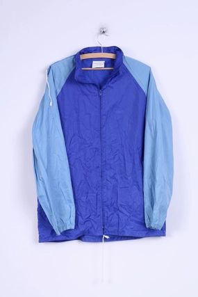 Custom - made Convertible Features Hedo Mens L Rain Jacket Blue Nylon Waterproof Hidden Hood Lightweight Top