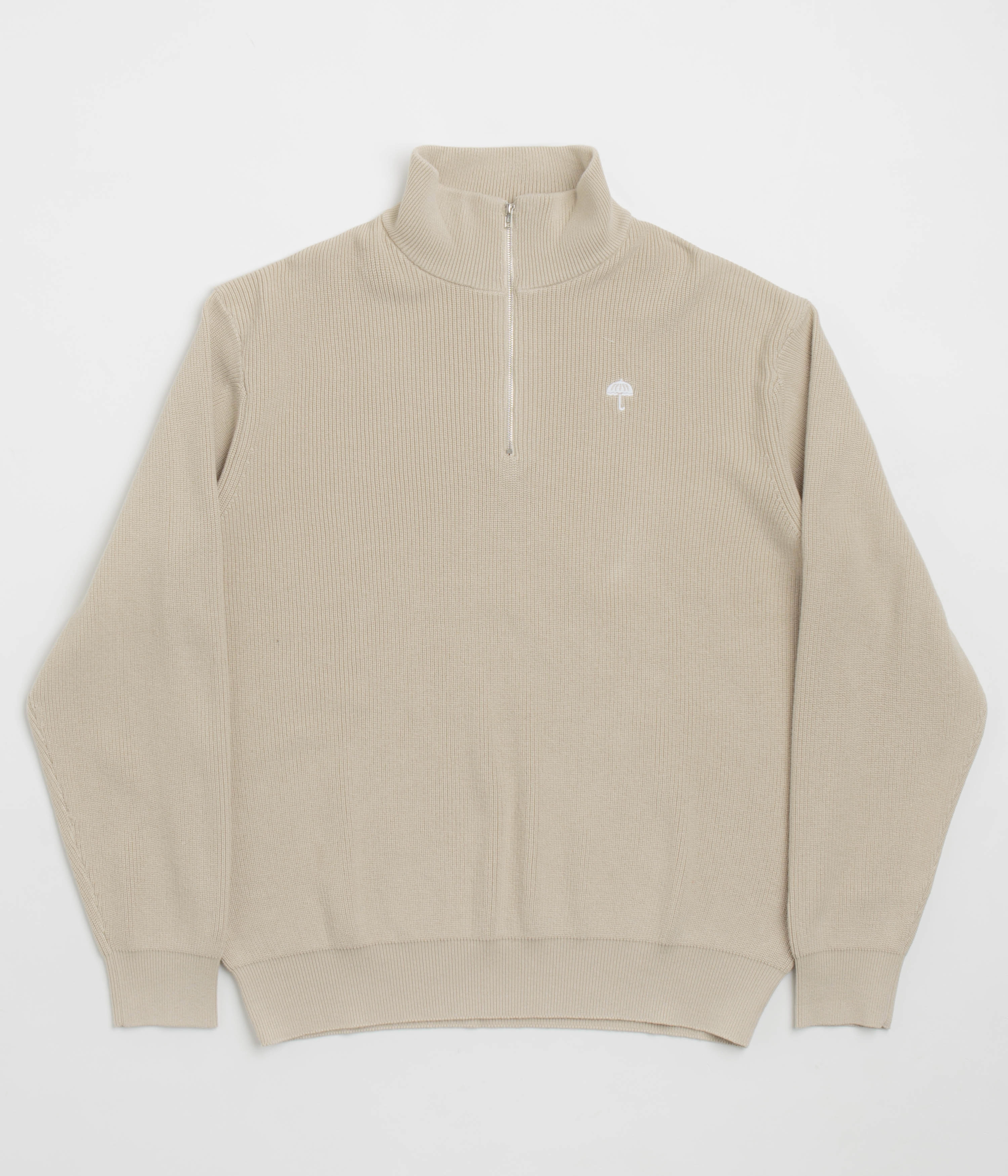 Layered Texture Quick Dry Integration Helas Diploma Quarter Zip Sweatshirt - Beige