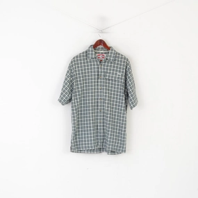 Anniversary Special Anti Pilling Finish Helly Hansen Men M Casual Shirt Green Check Cotton Outdoor Vintage Top