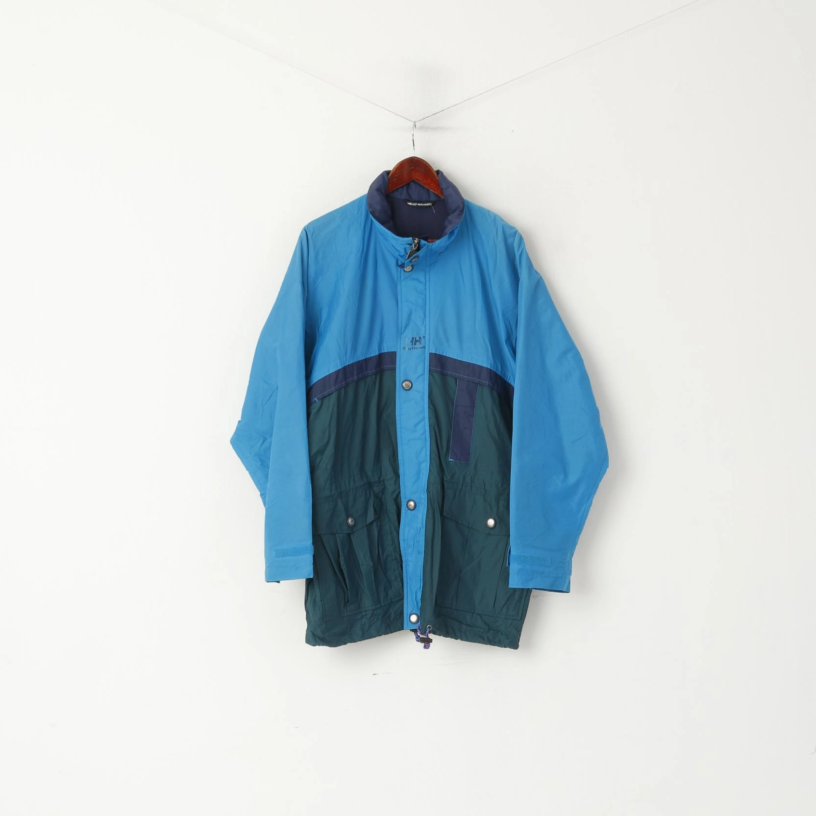 Functional Fit Indoor Helly Hansen Men M Jacket Vintage Blue Nylon Waterproof Outdoor Full Zipper Top