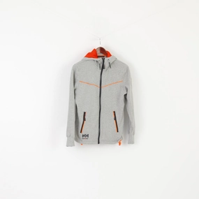 Helly Hansen Men S Sweatshirt Gray Cotton Work Wear Zip Up Hooded Top embroidery accents Cozy Choice