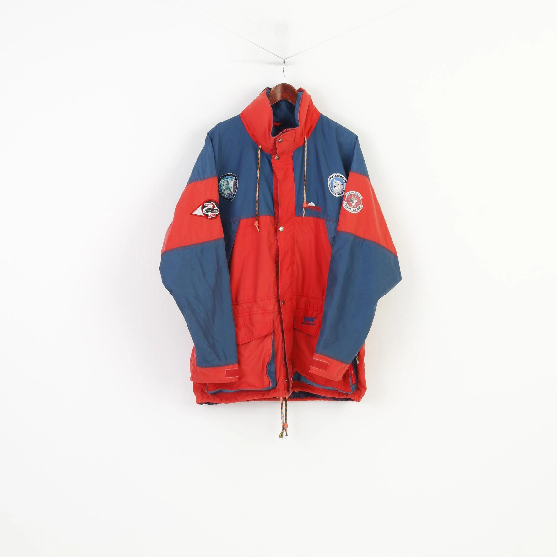 Helly Hansen Men XL Jacket Hood Red Pockets Vintage Nylon Full Zipper Outwear Top All-Season Outerwear Suggest