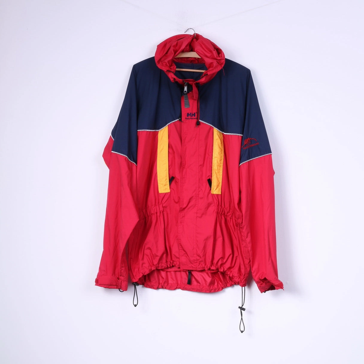 Preppy Helly Hansen Mens L 54-56 Lightweight Jacket Red Navy Hooded Top