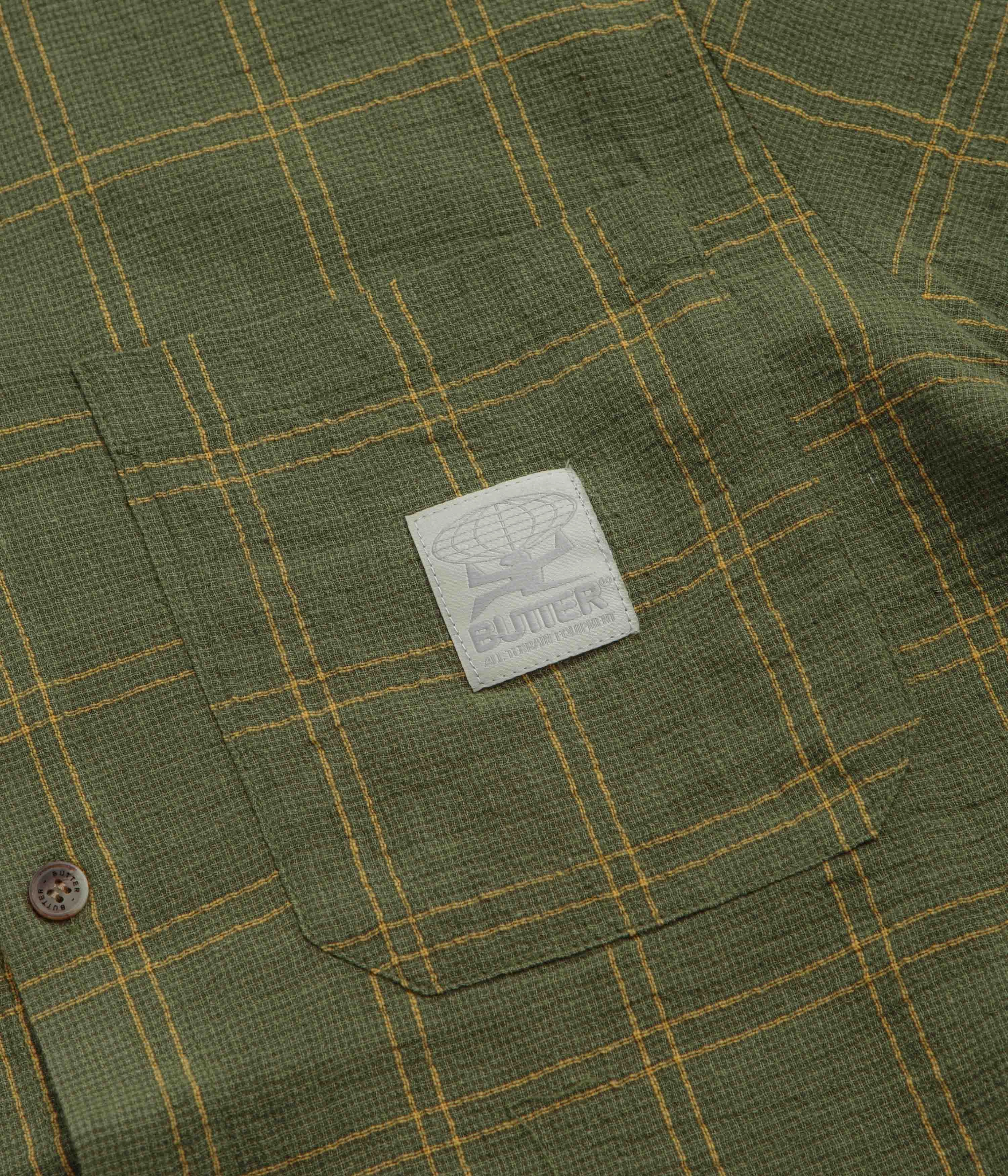 Butter Goods Equipment Short Sleeve Shirt - Green / Yellow Shimmer Effect Seasonal Collection