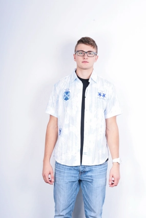 La Martina Mens L Casual Shirt White Cotton Short Sleeve Buenos Aires Country Charm