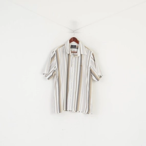 Cooling Mesh Lining Boho chic Henri Lloyd Men XL (L) Casual Shirt Beige Cotton Striped Detailed Buttons Retro Top