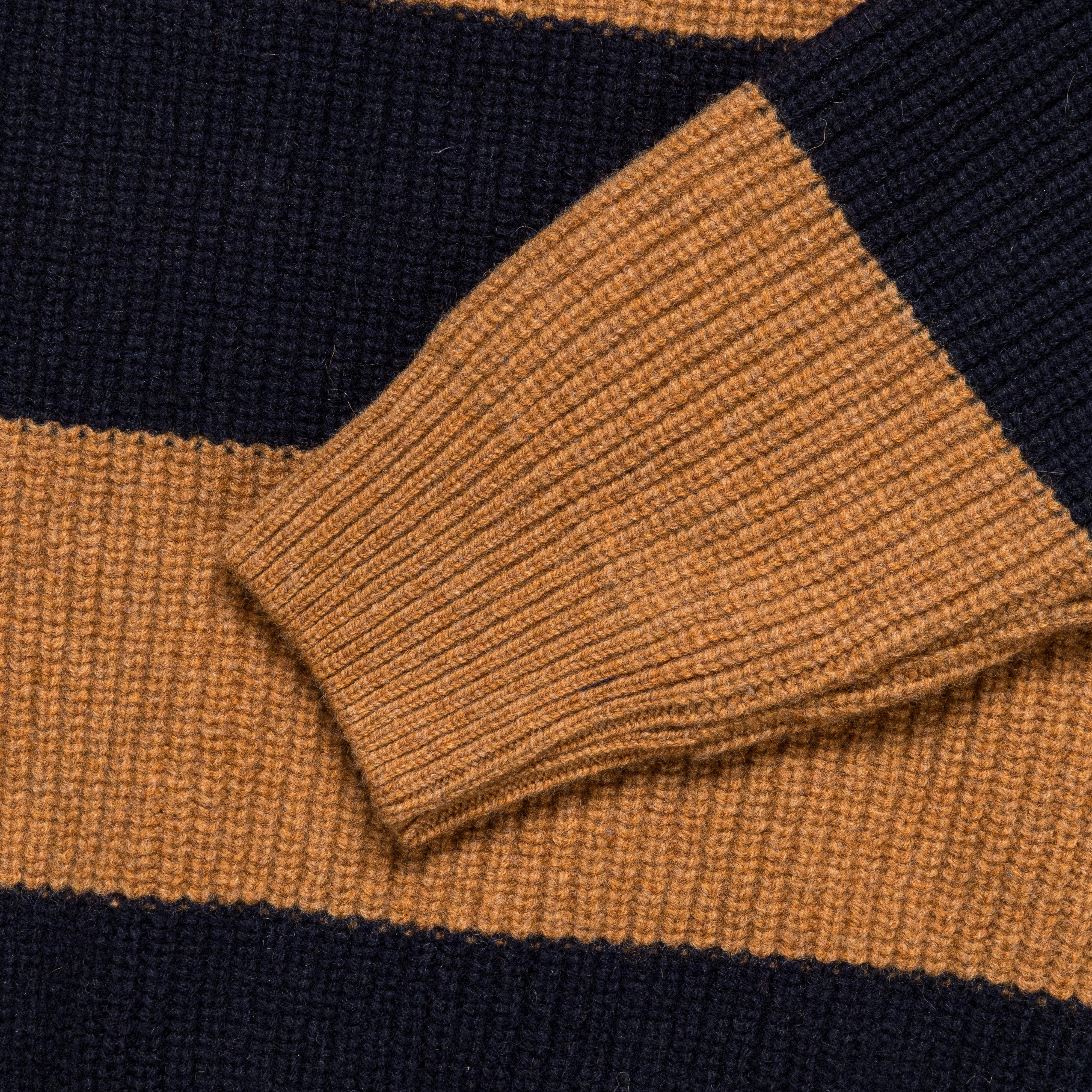 Stain Release Coating Heritage Pullover Knit - Dark Sunflower/Navy