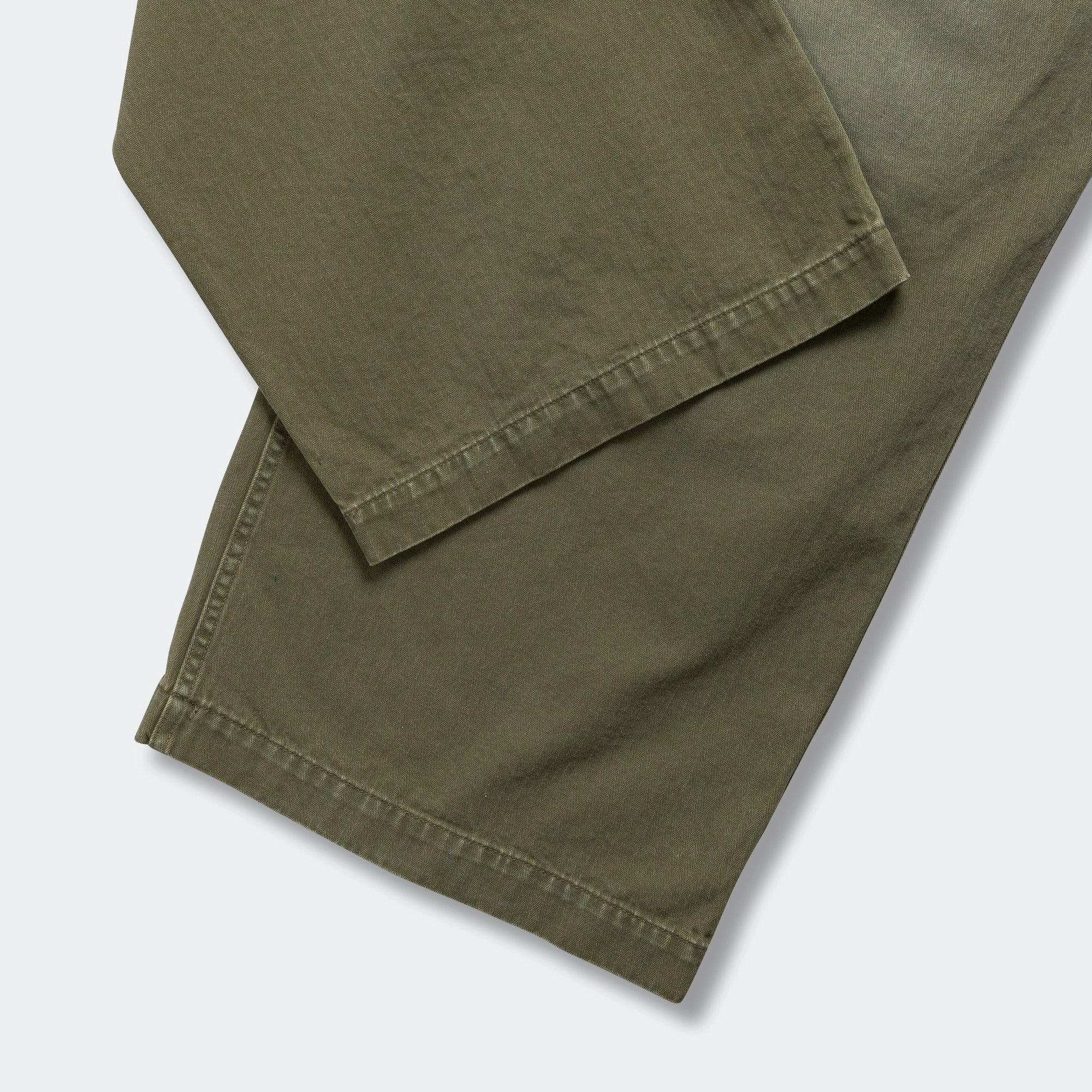 BreathableMeshLining Sleek Fit Herringbone FATIGUE Baggy Pants - Khaki