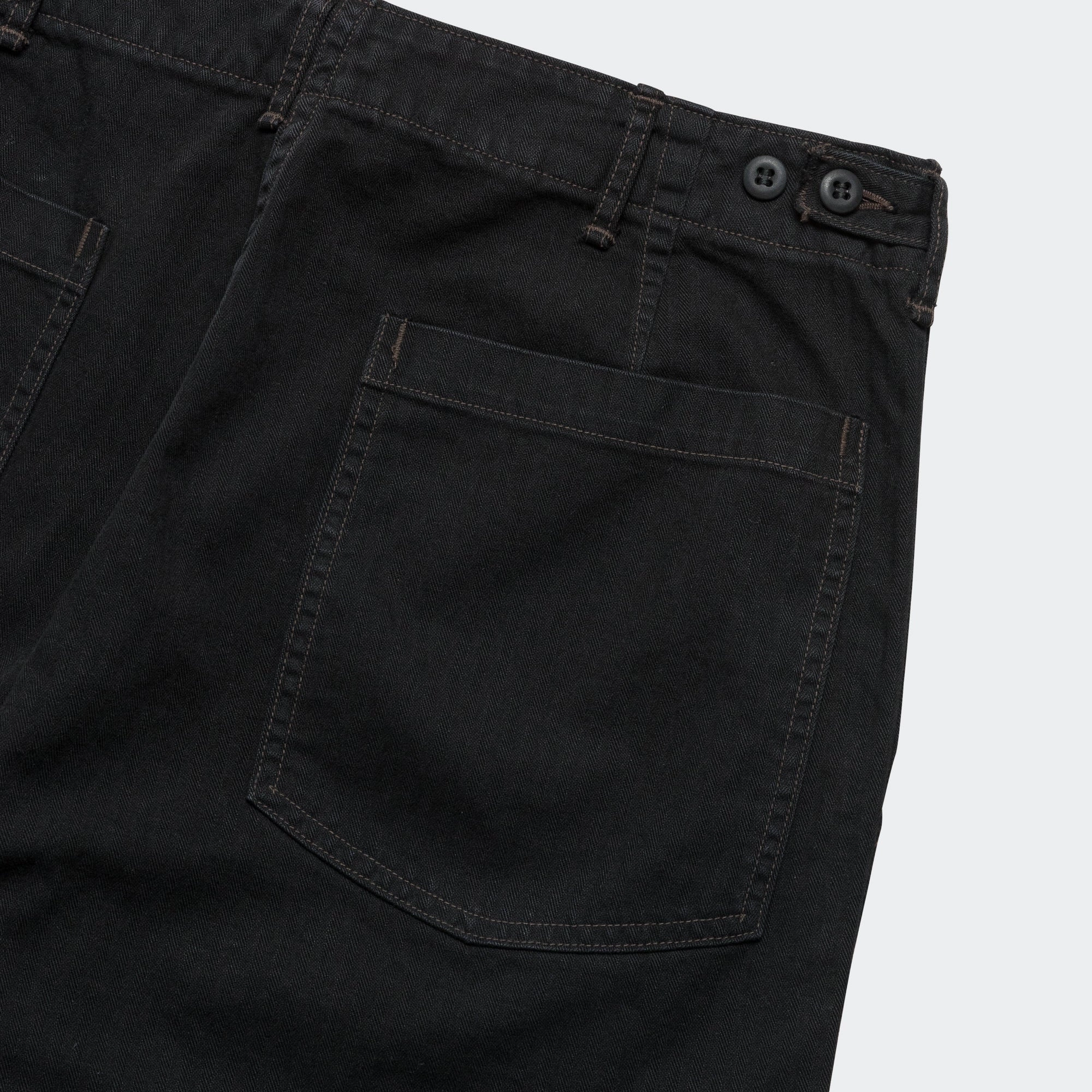 Herringbone Summer Fatigue Pants - Black Soft Touch Material Work Essential