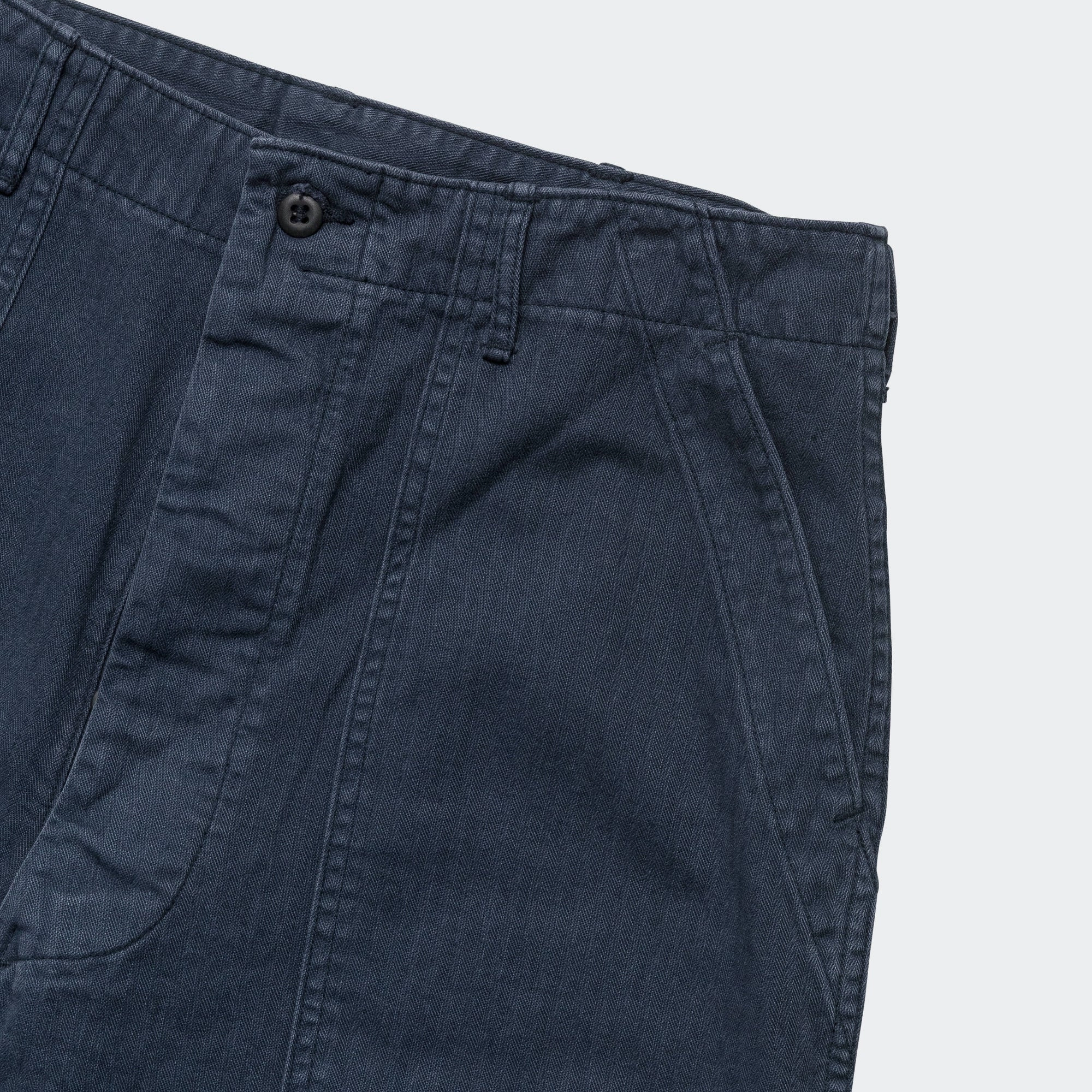 Herringbone Summer Fatigue Pants - Navy Timeless Look SmoothZipClosure