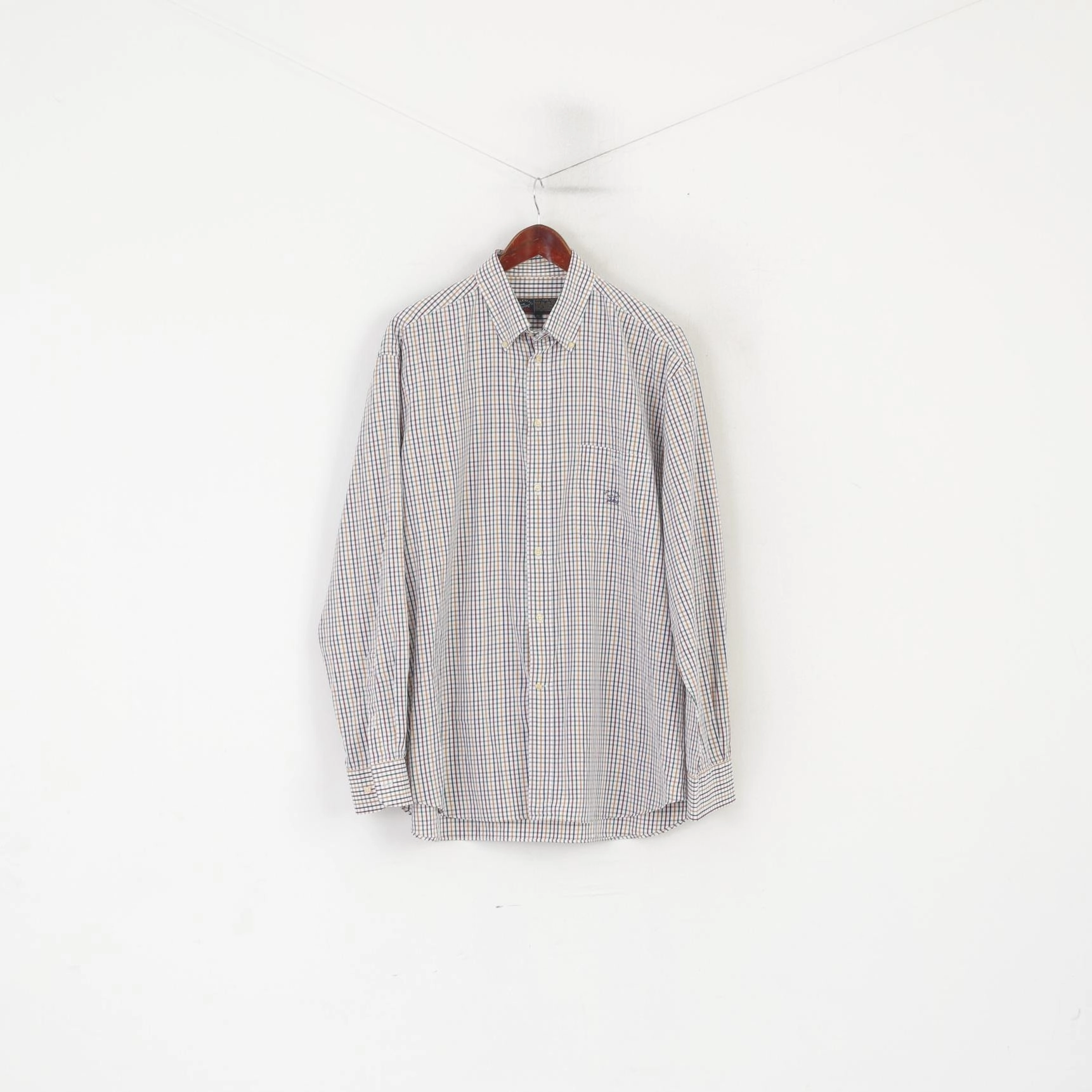 Paul & Shark Yachting Men 44 17.5 XXL Casual Shirt Multicolour Check Cotton Top decorative element