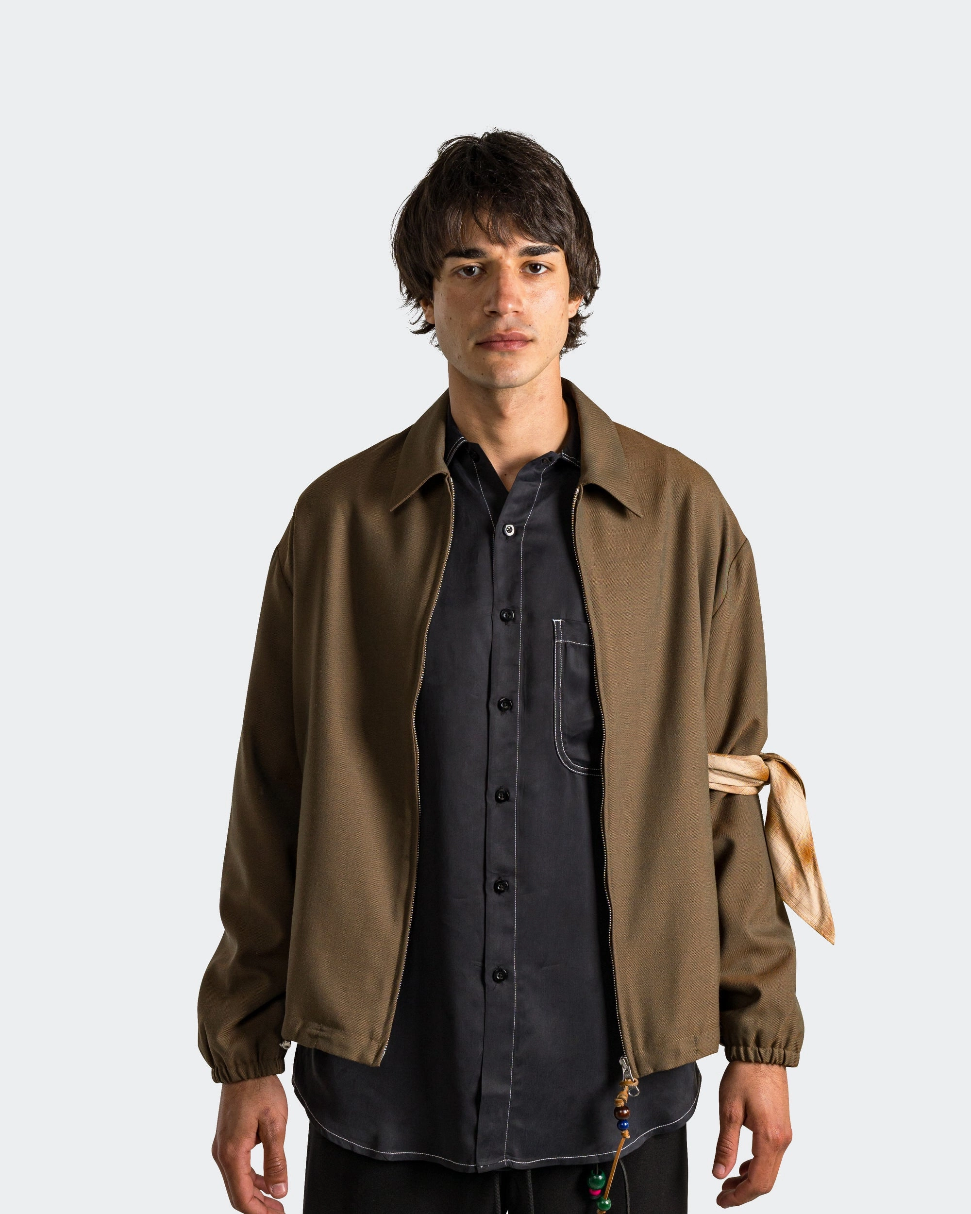 Slim Coach Jacket - Brown Chambre Gabardine Fade Resistant Dye UV Protective