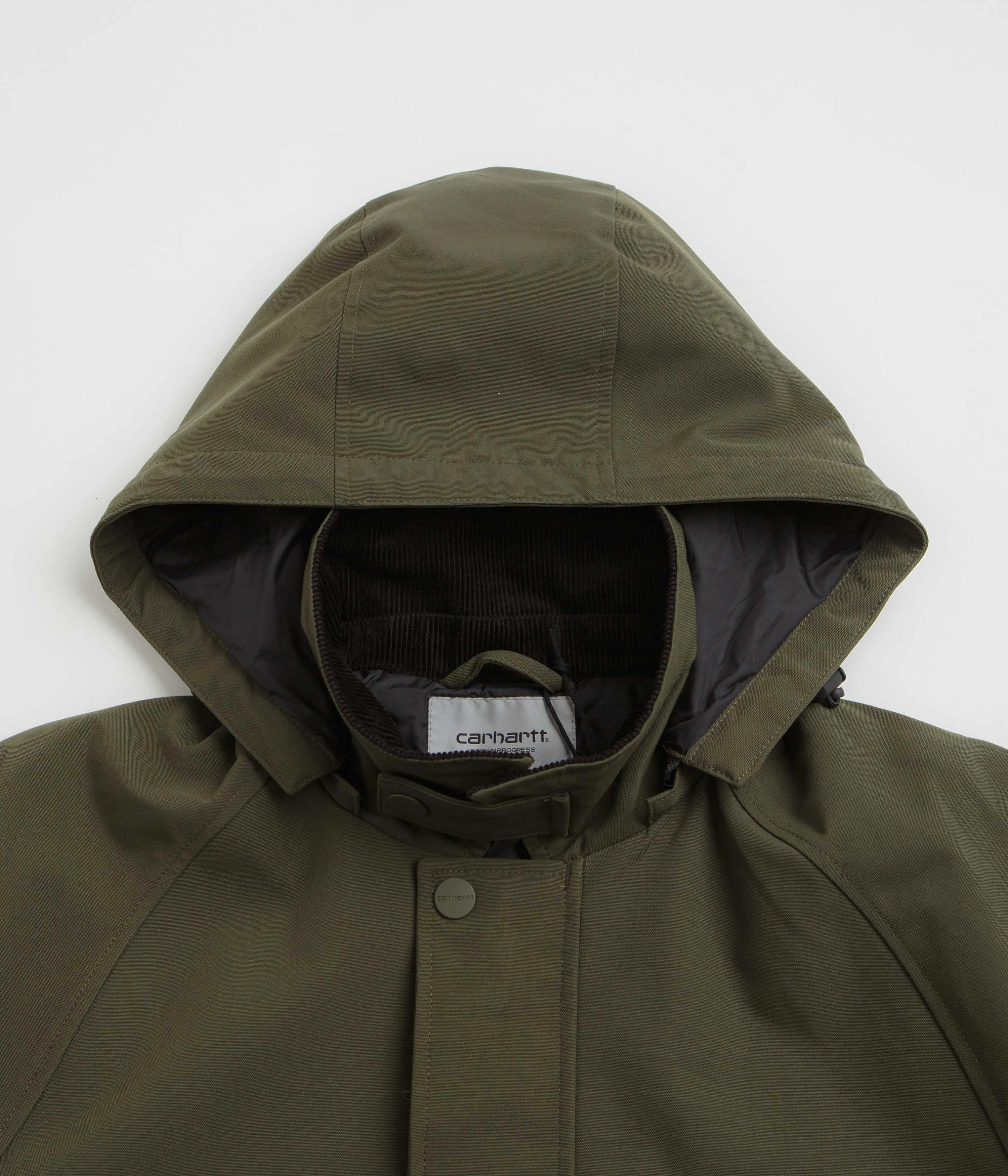 Carhartt Clarton Jacket - Office Green / Black Bold Lines Windproof Barrier Design