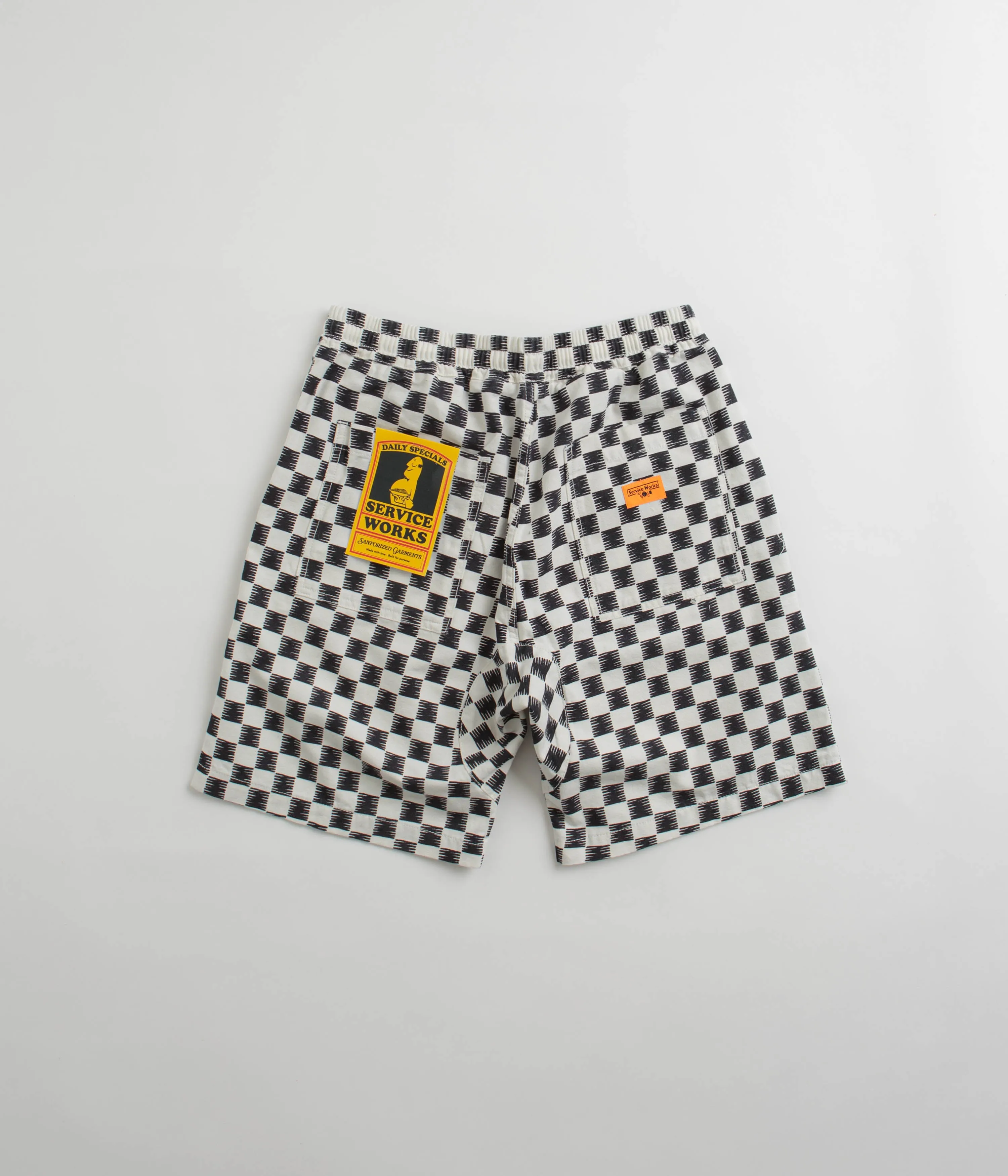 Fun Colors cargo style Service Works Classic Chef Shorts - Black / White Checker