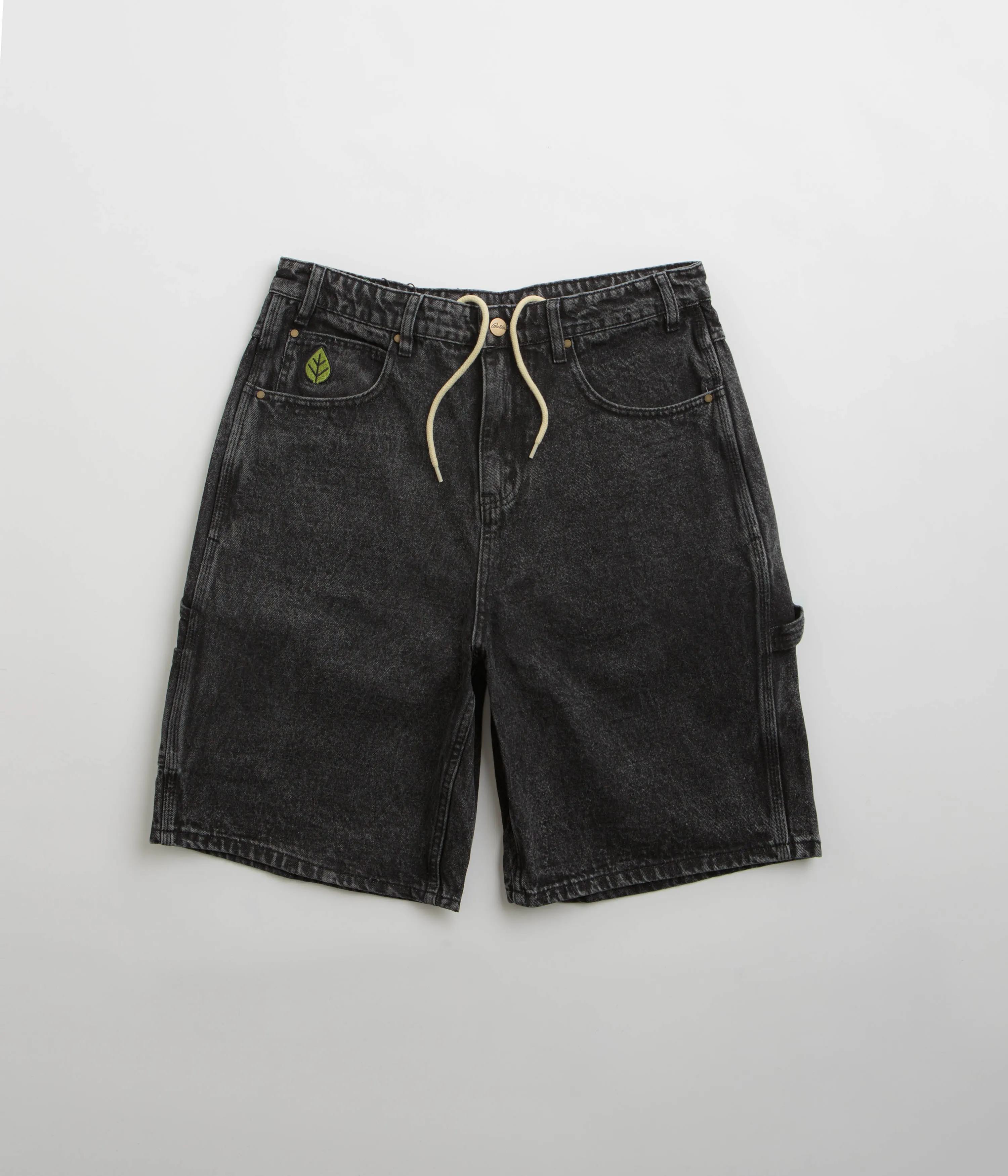 Butter Goods Weathergear Denim Shorts - Faded Black Reinforced Gusset Printed design