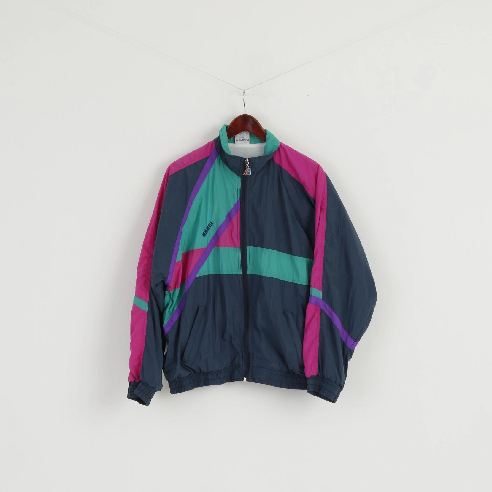 Gel Lip-gloss MASITA Men L Jacket Navy Green Sportswear Full Zipper Vintage Nylon Bomber Active Top