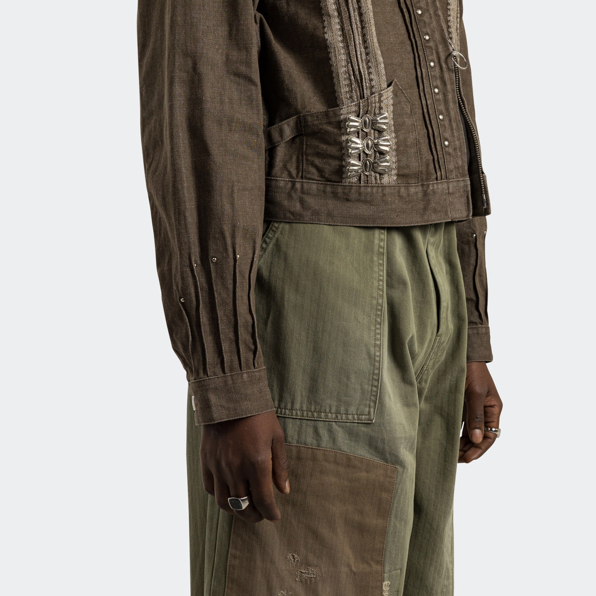 SecureClosures Herringbone FATIGUE Baggy Pants (RUSHFILED Remake) - Khaki