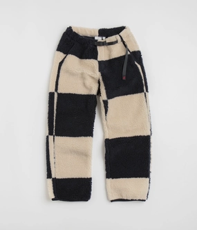 Gramicci Checkered Sherpa Pants - Natural / Navy Check SmoothZipClosure