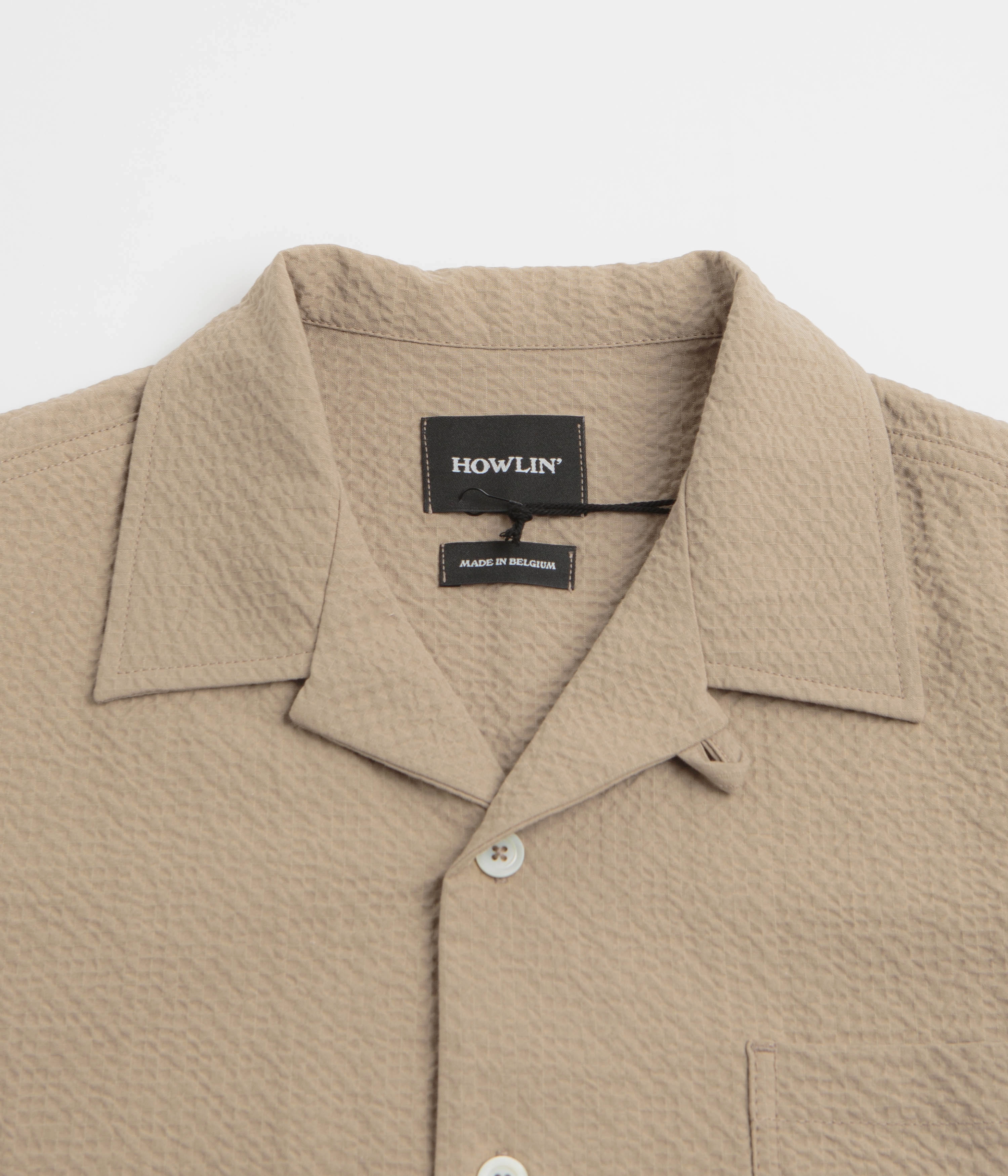 Durable Construction Howlin' Cocktail Short Sleeve Shirt - Biscuit Seersucker