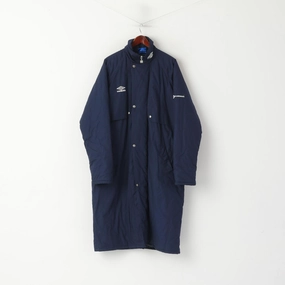 Umbro Men XL Coat Navy Vintage Oversize Full Zipper Light Padded Outdoot Gravity Defying Weight