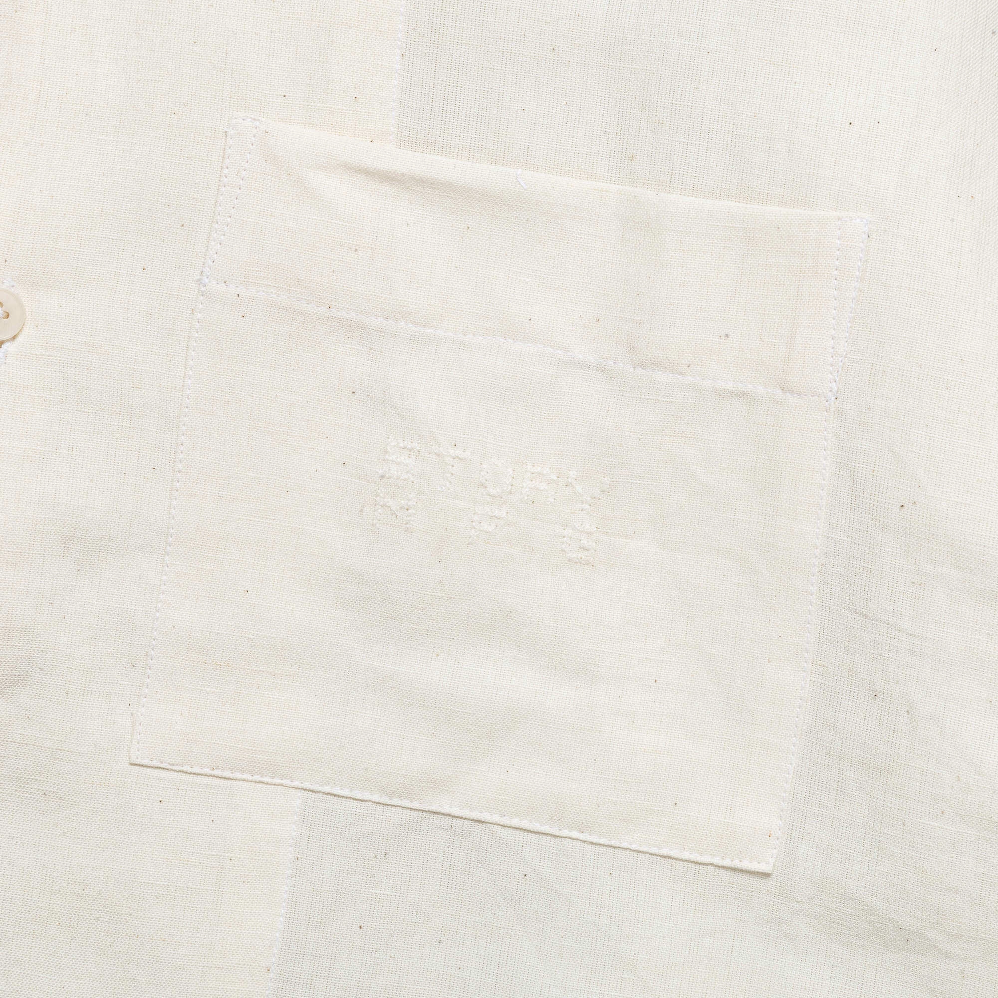 Raw edge Bold Prints Greetings Shirt - Ecru Block