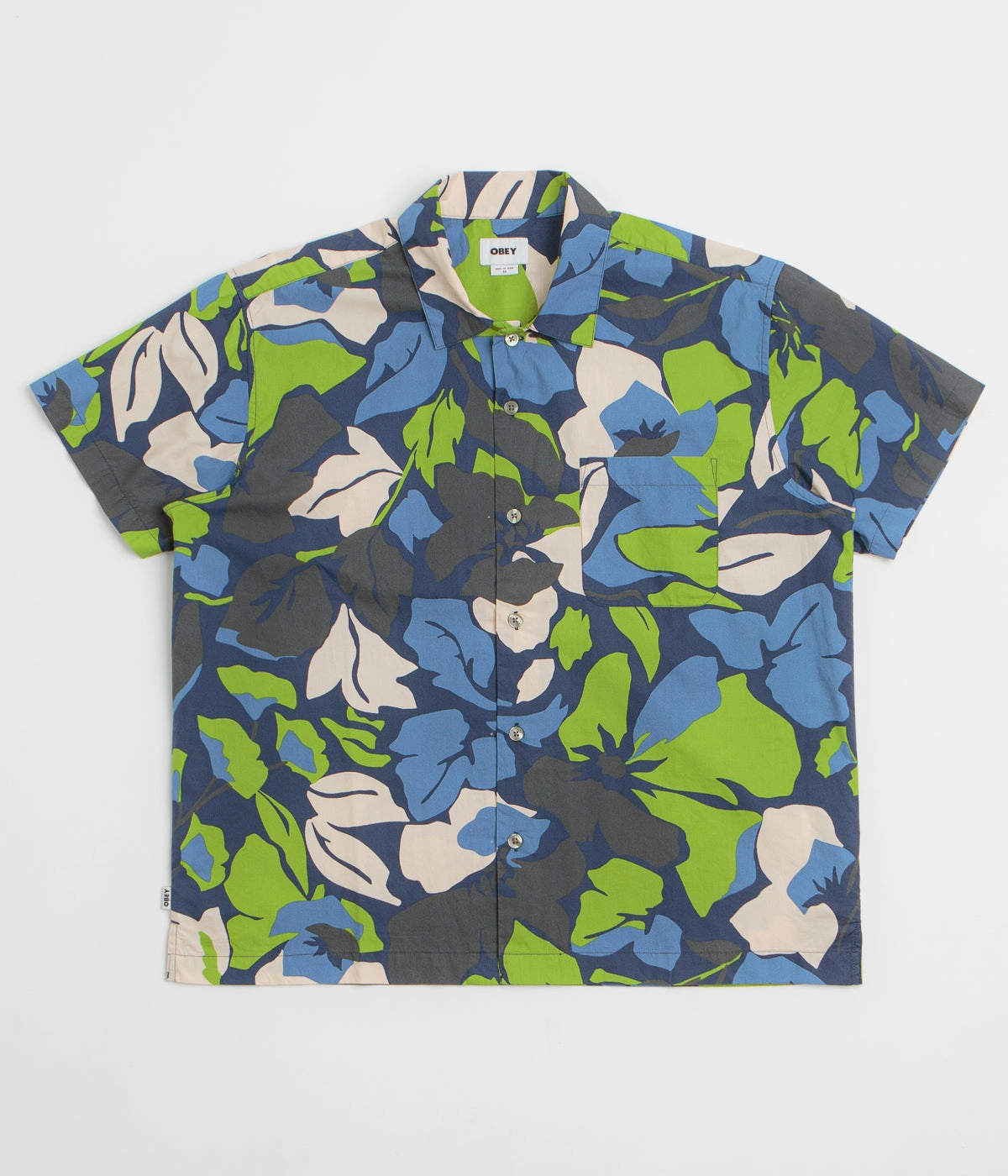 Multi Functional Pockets Obey Maxwell Short Sleeve Shirt - Navy Multi