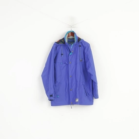Highlander Adventure Men M Jacket Blue Vintage Hooded Nylon Kaporous Parka Moisture Wicking Layer