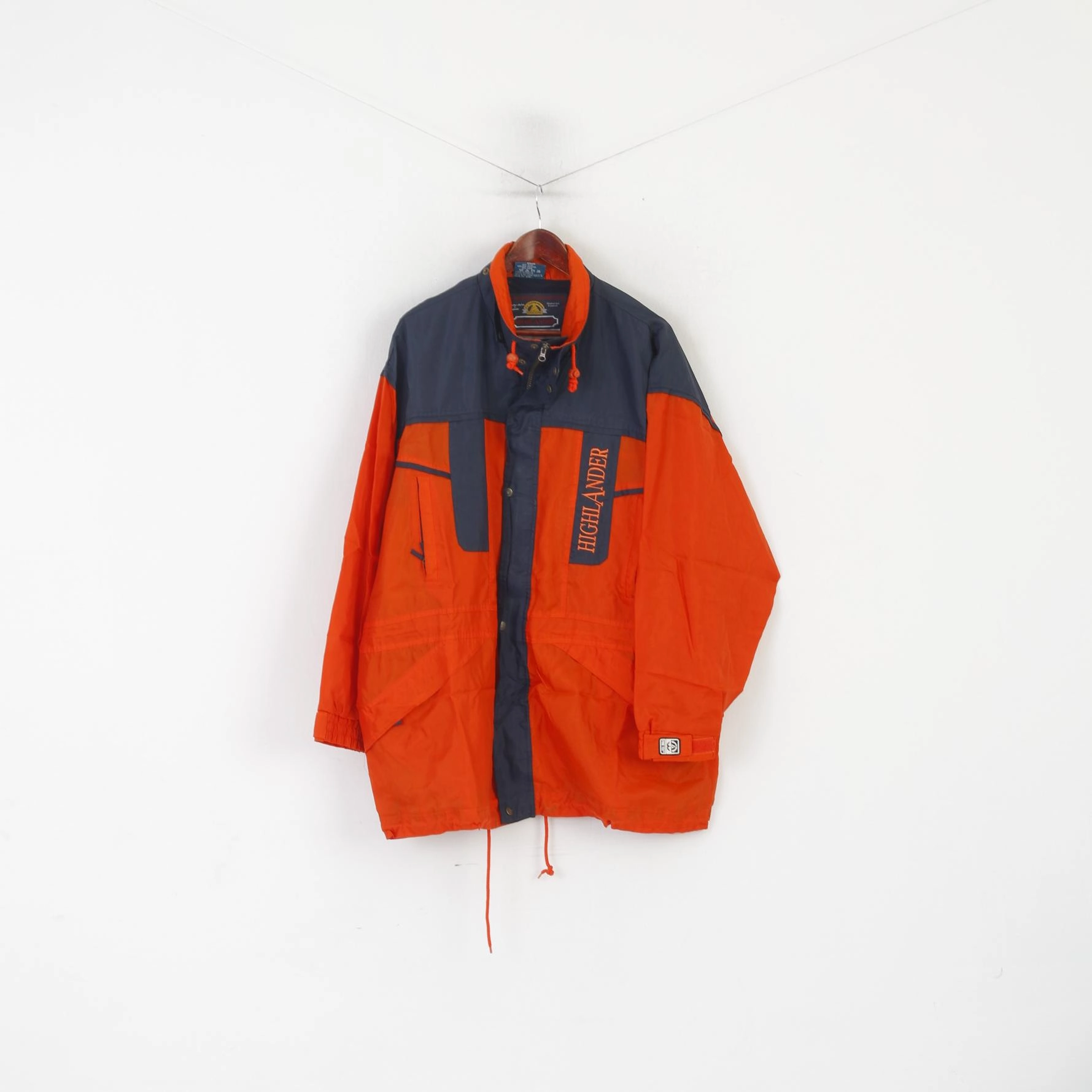 Highlander Men L Jacket Orange Nylon Waterproof Lightweight Outdoor Vintage Top Insulated Fit