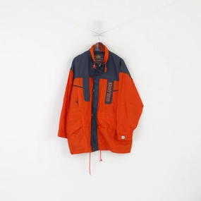 Highlander Men L Jacket Orange Nylon Waterproof Lightweight Outdoor Vintage Top Insulated Fit