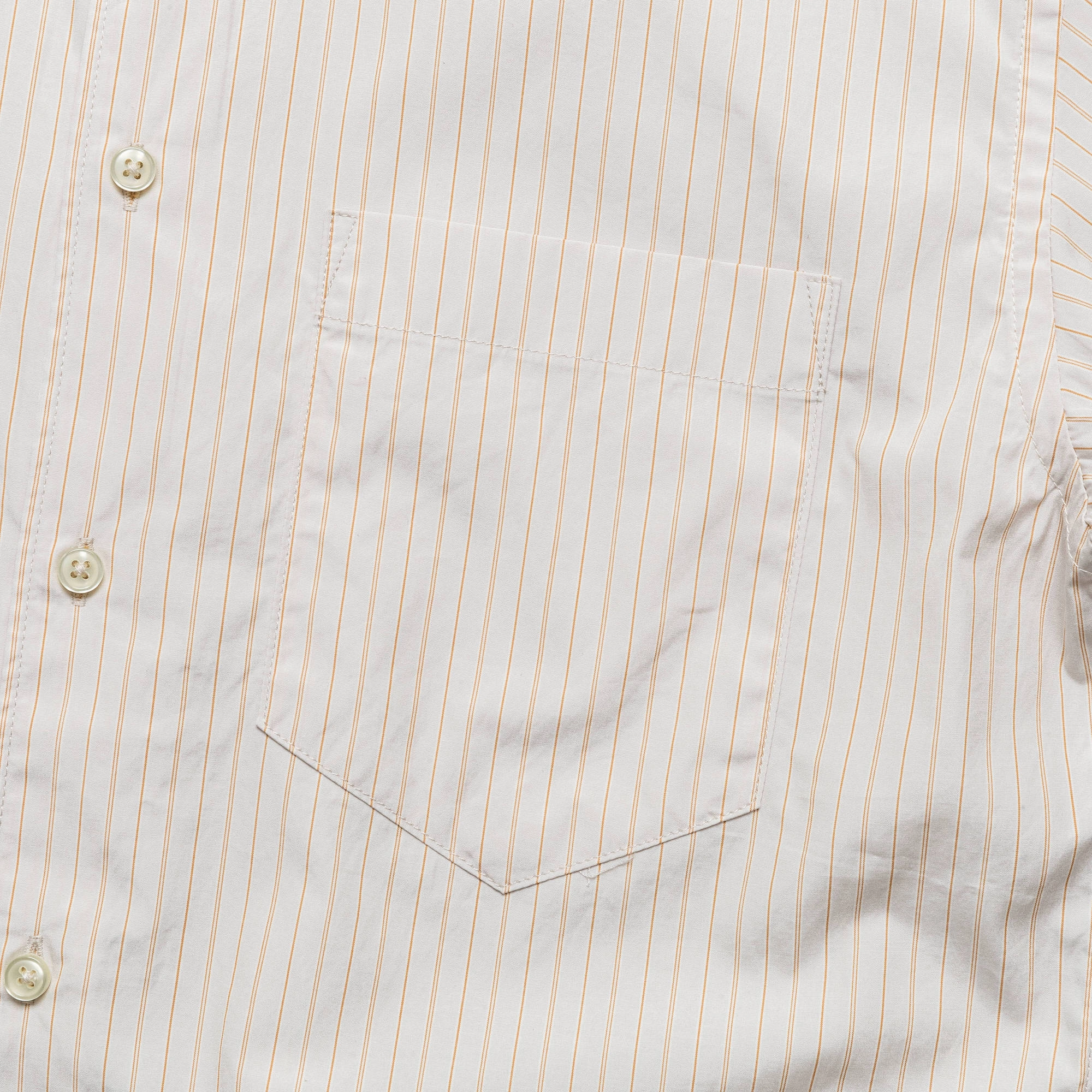 Classic LS Pocket Shirt - Khaki/Orange Stripe Luxurious Feel