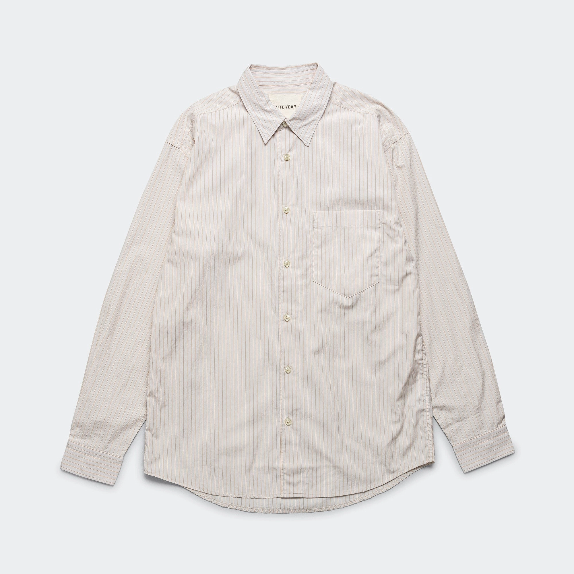 Raw edge Classic LS Pocket Shirt - Khaki/Orange Stripe