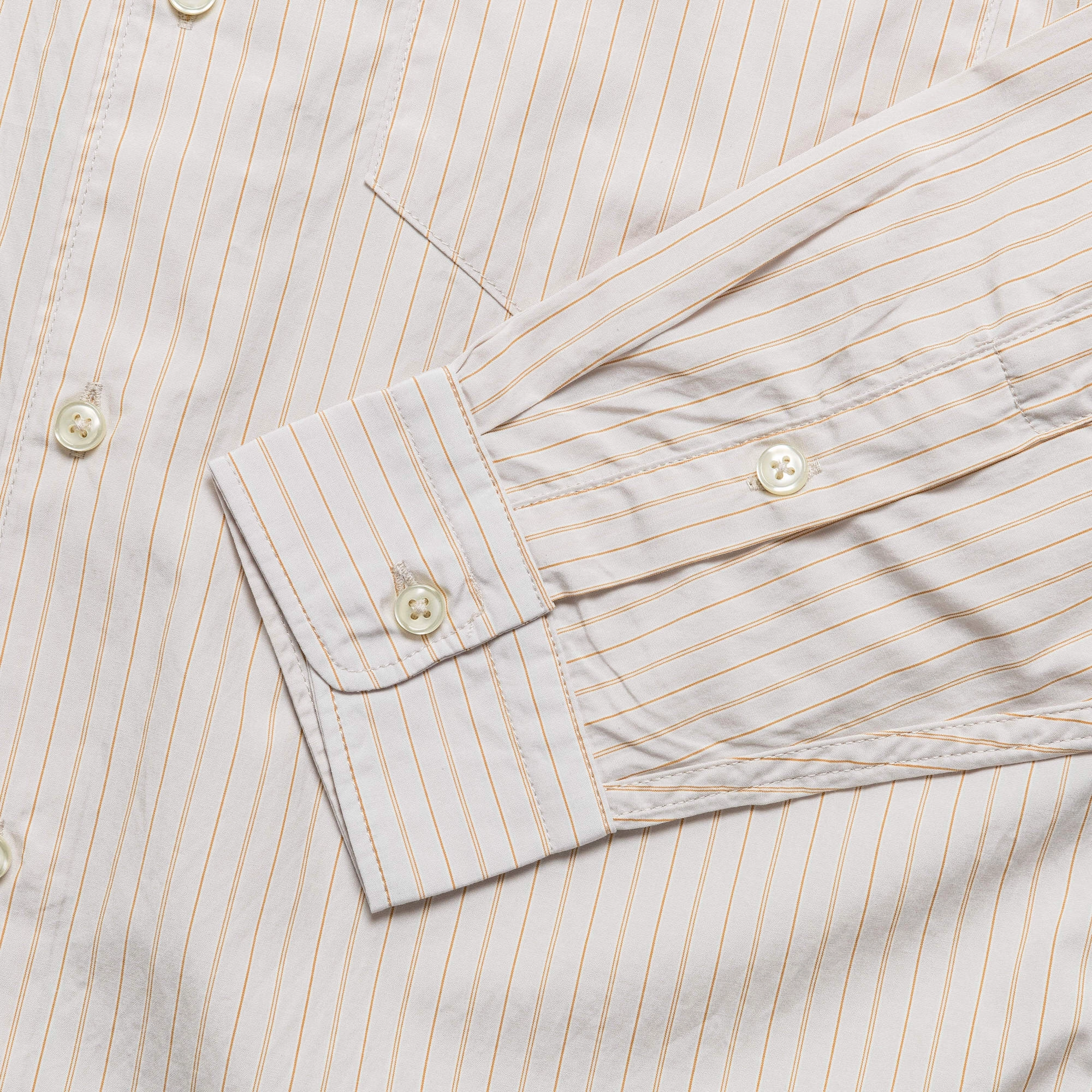 Classic LS Pocket Shirt - Khaki/Orange Stripe Sports Ready Cozy Feel