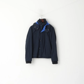 Hollister California Men S Jacket Navy Nylon Waterproof Hooded Full Zipper Casual Top Outdoor Look Signal