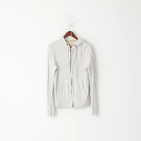 ring accents Hollister California Men S Sweatshirt Grey Cotton Hood Full Zipper Embroidered Top
