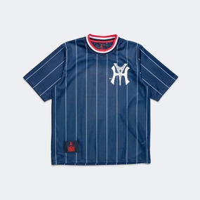 Layered Look Non Restrictive Silhouette Homees Mesh T-Shirt - Navy