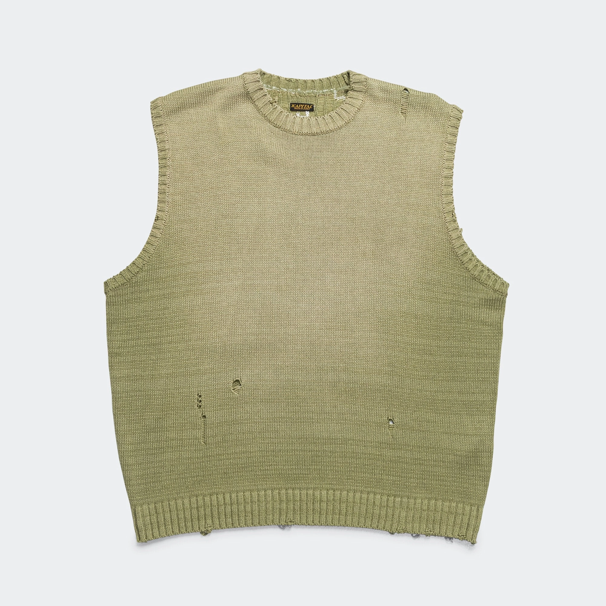 Mesh Venting Crisp Walk Look 5G Cotton Knit BONE Vest - Khaki