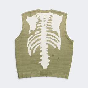 5G Cotton Knit BONE Vest - Khaki Foldable Collar Water resistant coating