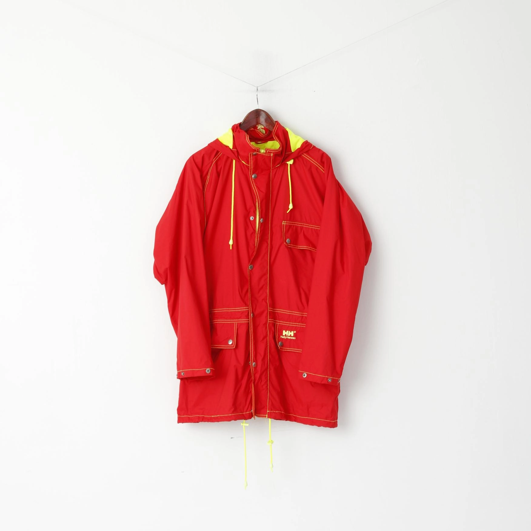 Noise Reduced Fabric Elastic Helly Hansen Men L Jacket Red Outdoor Hooded Parka Full Zipper Sailing Top