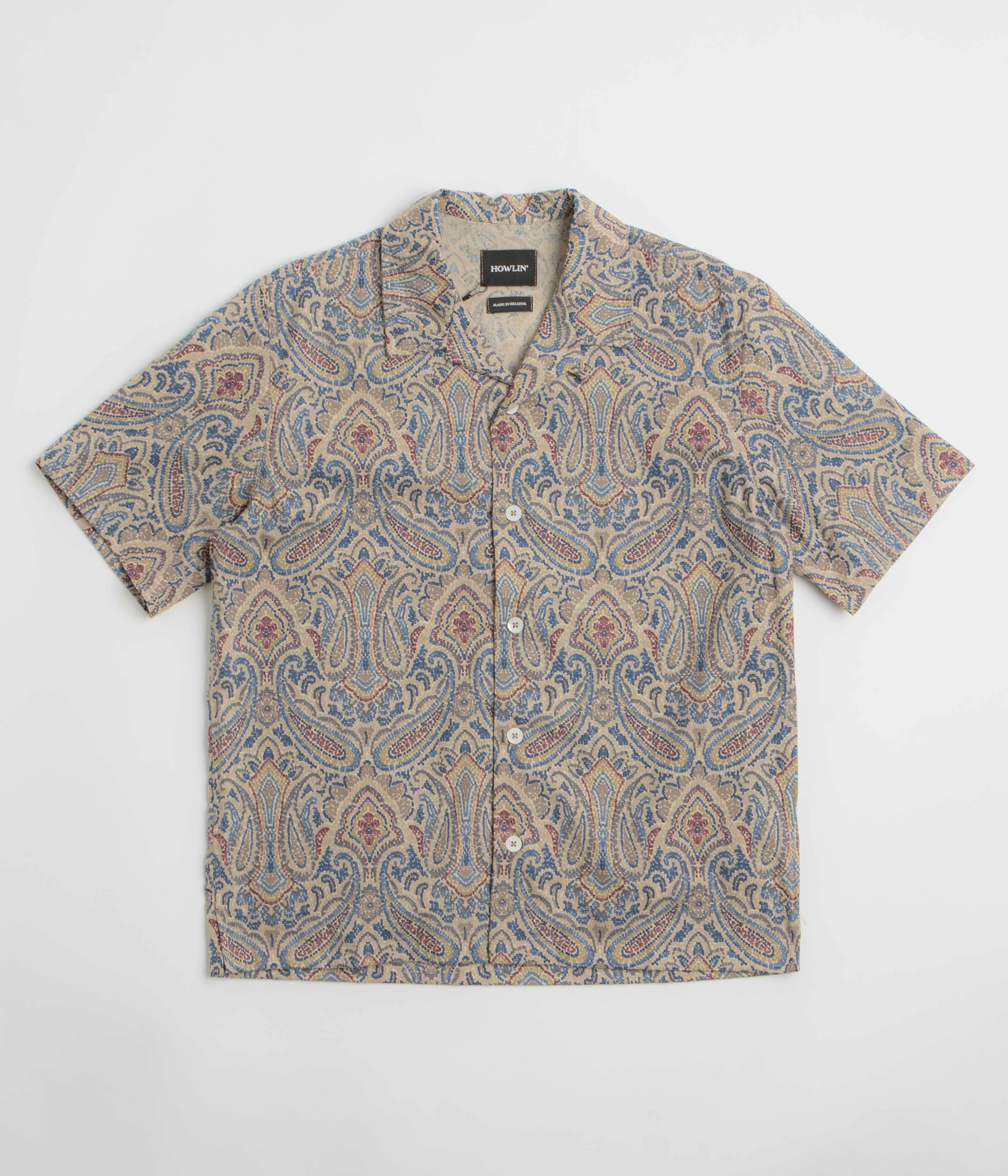 Howlin' Cocktail D??Amore Short Sleeve Shirt - Sand Psych Paisley Holiday Outfit Mature Elegance