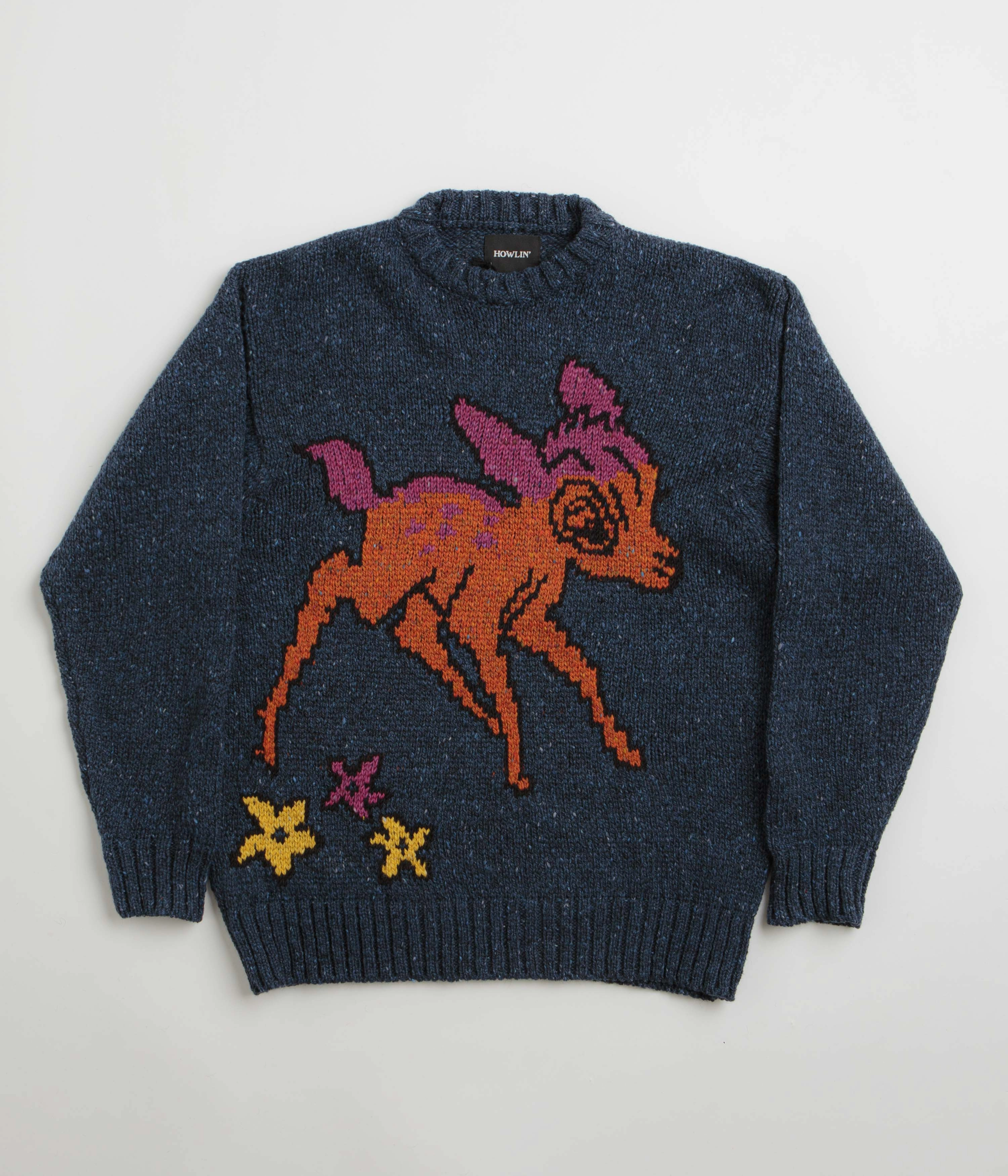 Minimalist Look Howlin' Cosmic Deer Sweatshirt - Blue