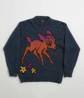 Minimalist Look Howlin' Cosmic Deer Sweatshirt - Blue